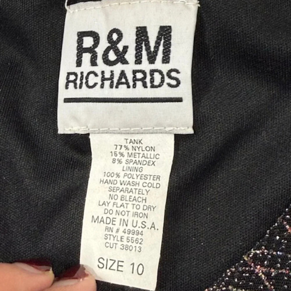 VTG R&M Richard Black Holiday Blouse Vest Classic Top Sparkly Electric SZ 10 - Picture 3 of 10